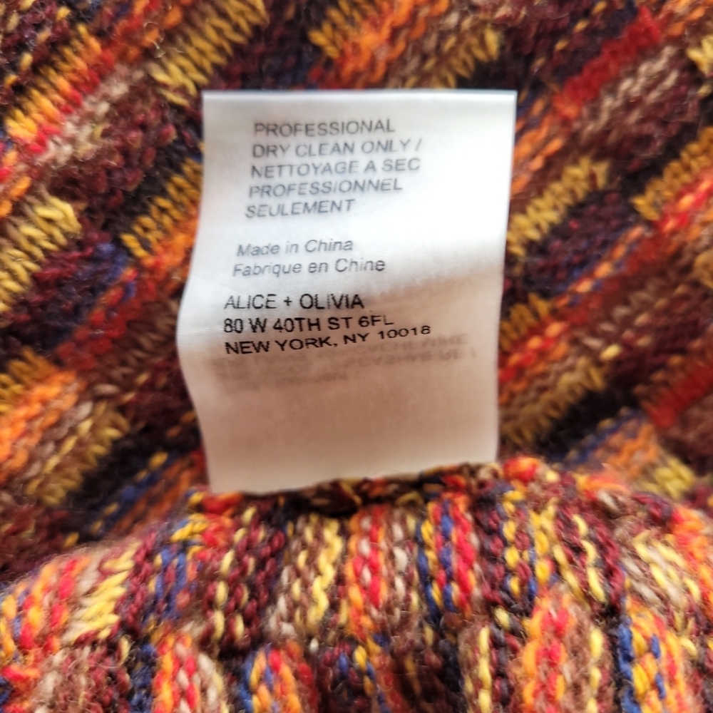 alice + olivia | Cashmere Wool Blend Rustic Multicolor Open Cardigan Small - Picture 8 of 8
